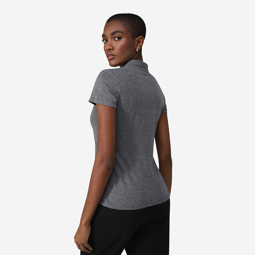 Camisa Polo Feminina - Mescla Escuro