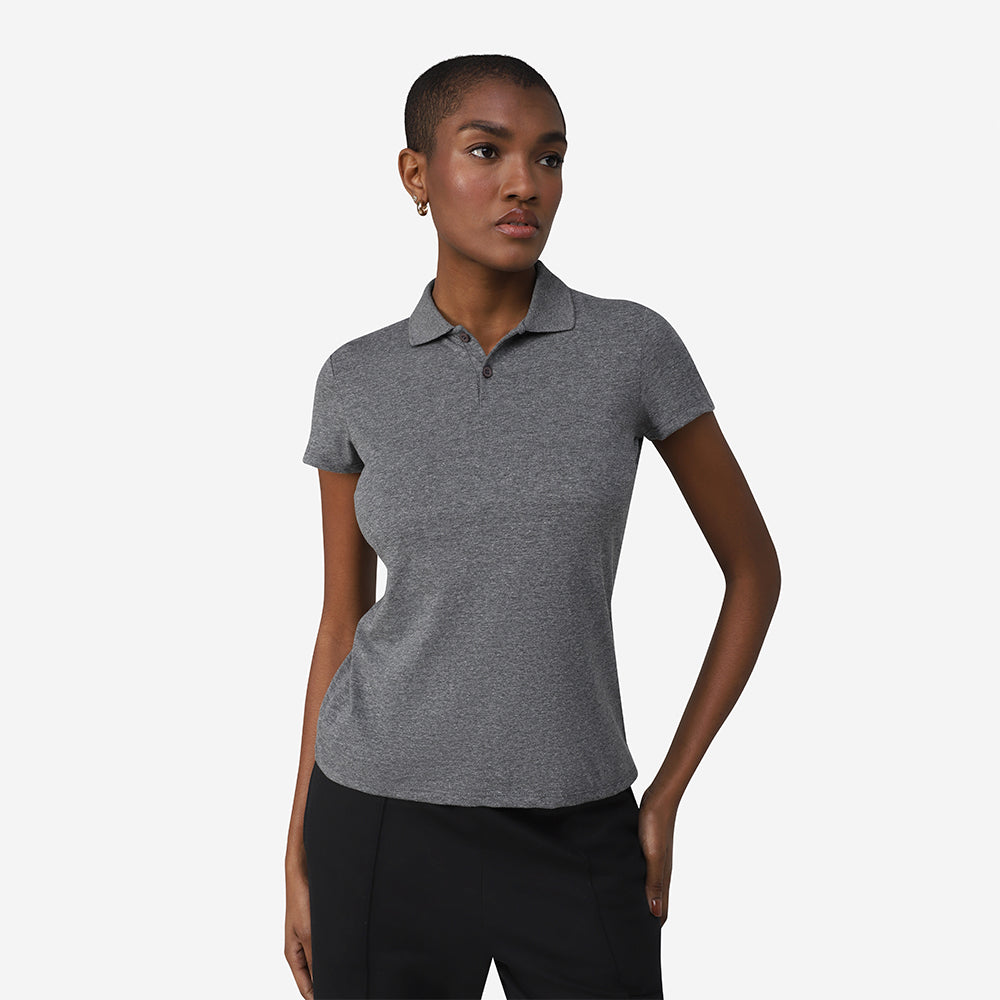 Camisa Polo Feminina - Mescla Escuro