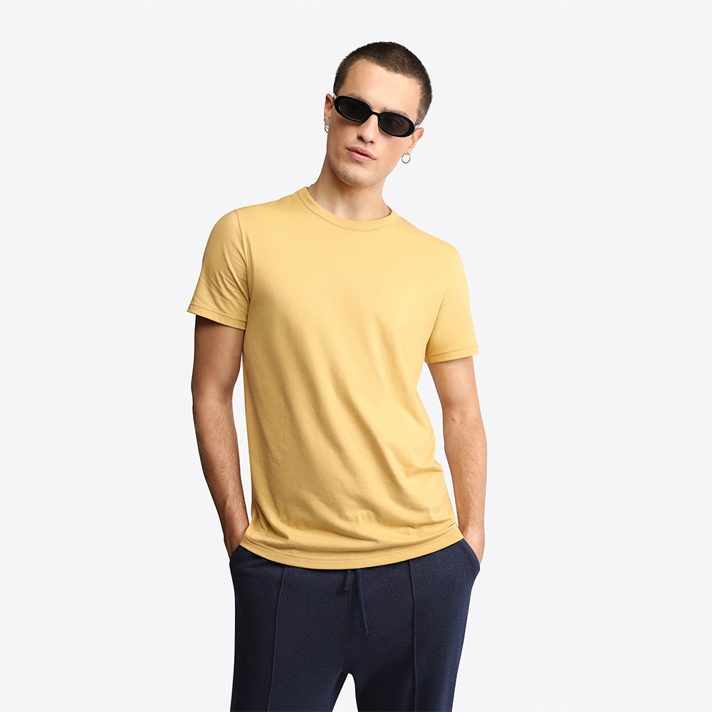 Camiseta Básica Masculina - Amarelo Mel