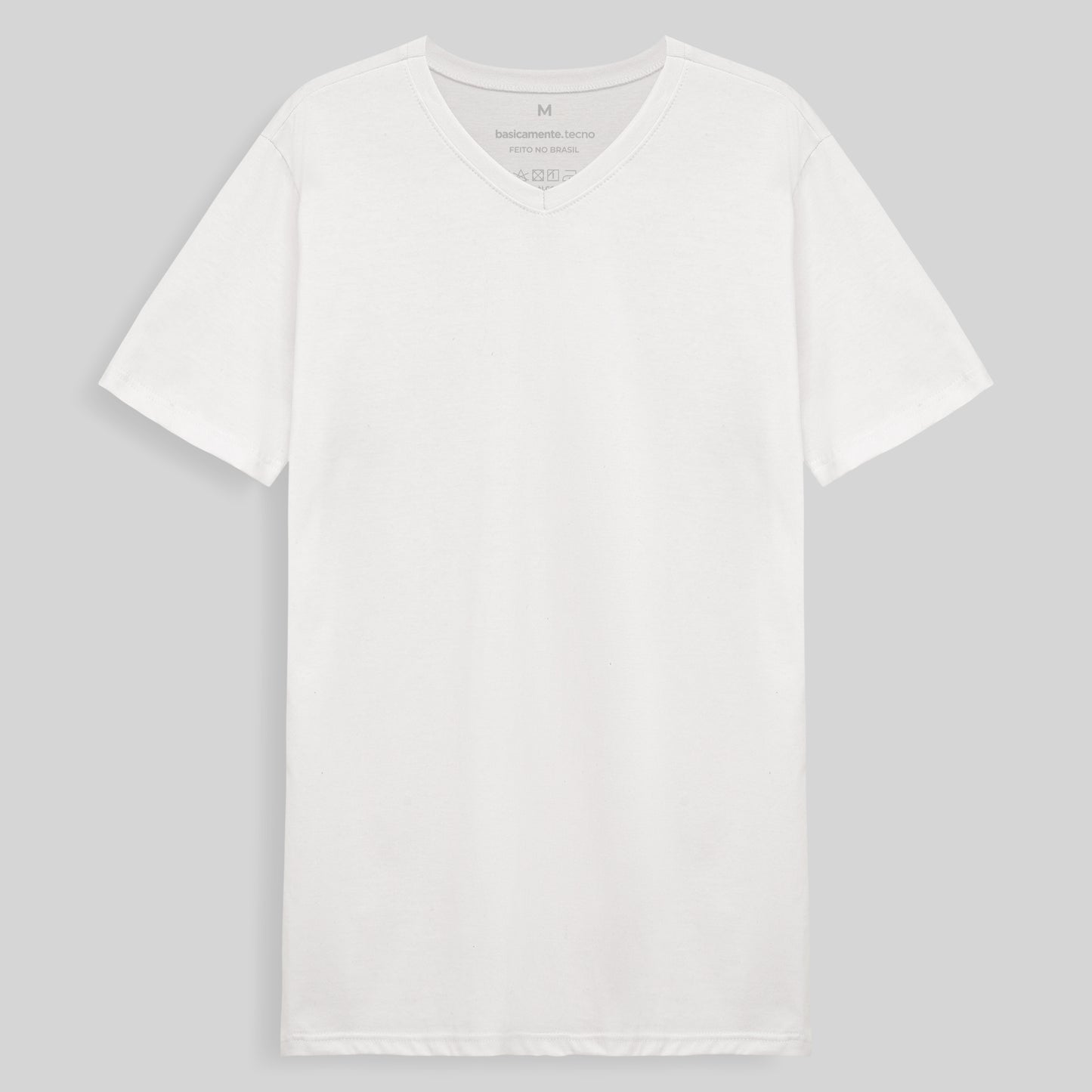 Camiseta Básica Gola V Masculina - Branco