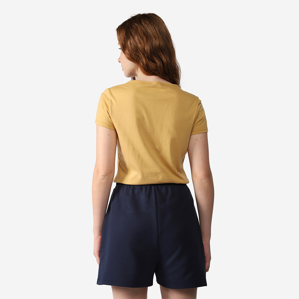 Camiseta Slim Gola V Feminina - Amarelo Mel