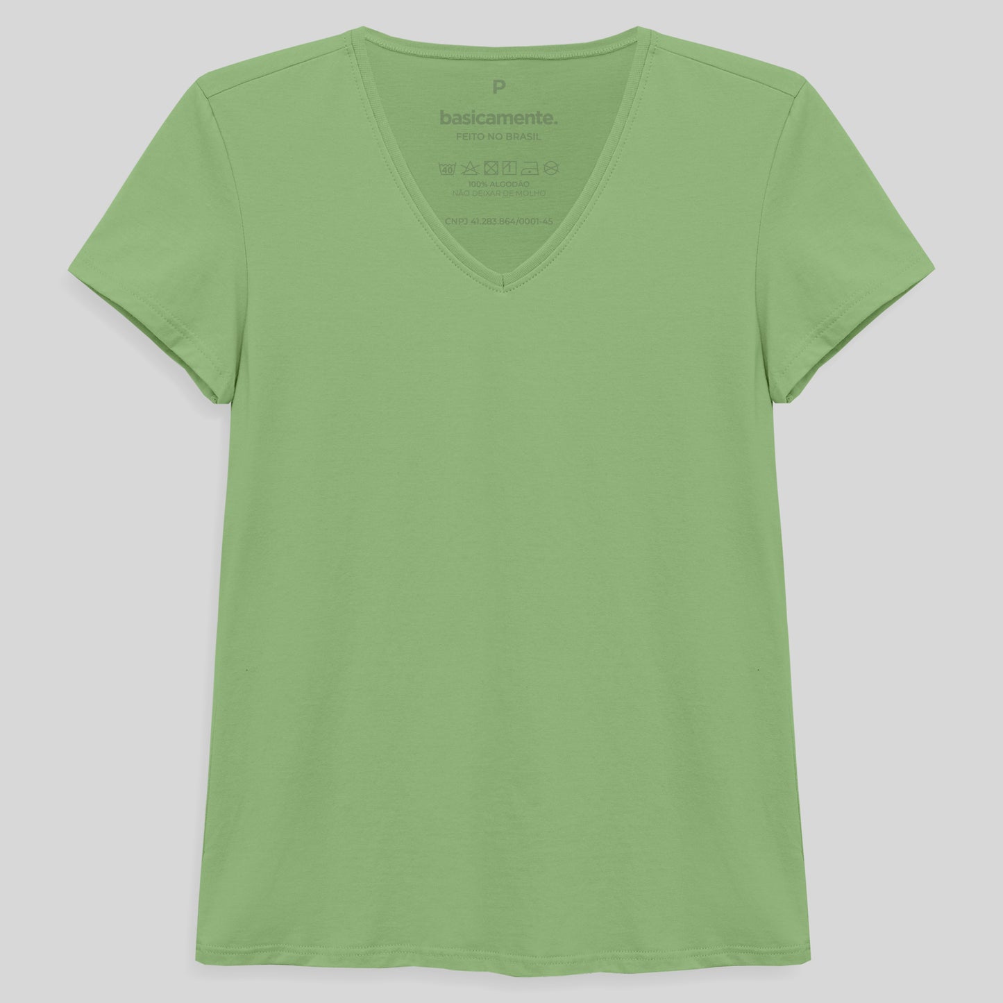 Camiseta Slim Gola V Feminina - Verde Jade