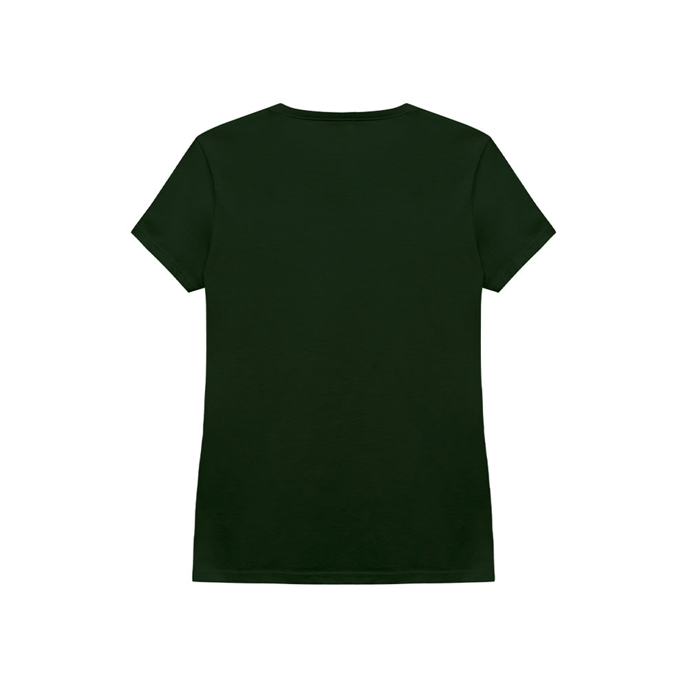 Camiseta Slim Gola V Feminina - Verde Selva