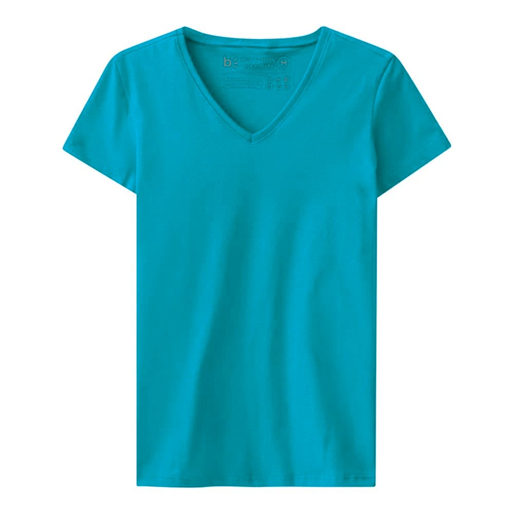 Camiseta Slim Gola V Feminina - Azul Royal