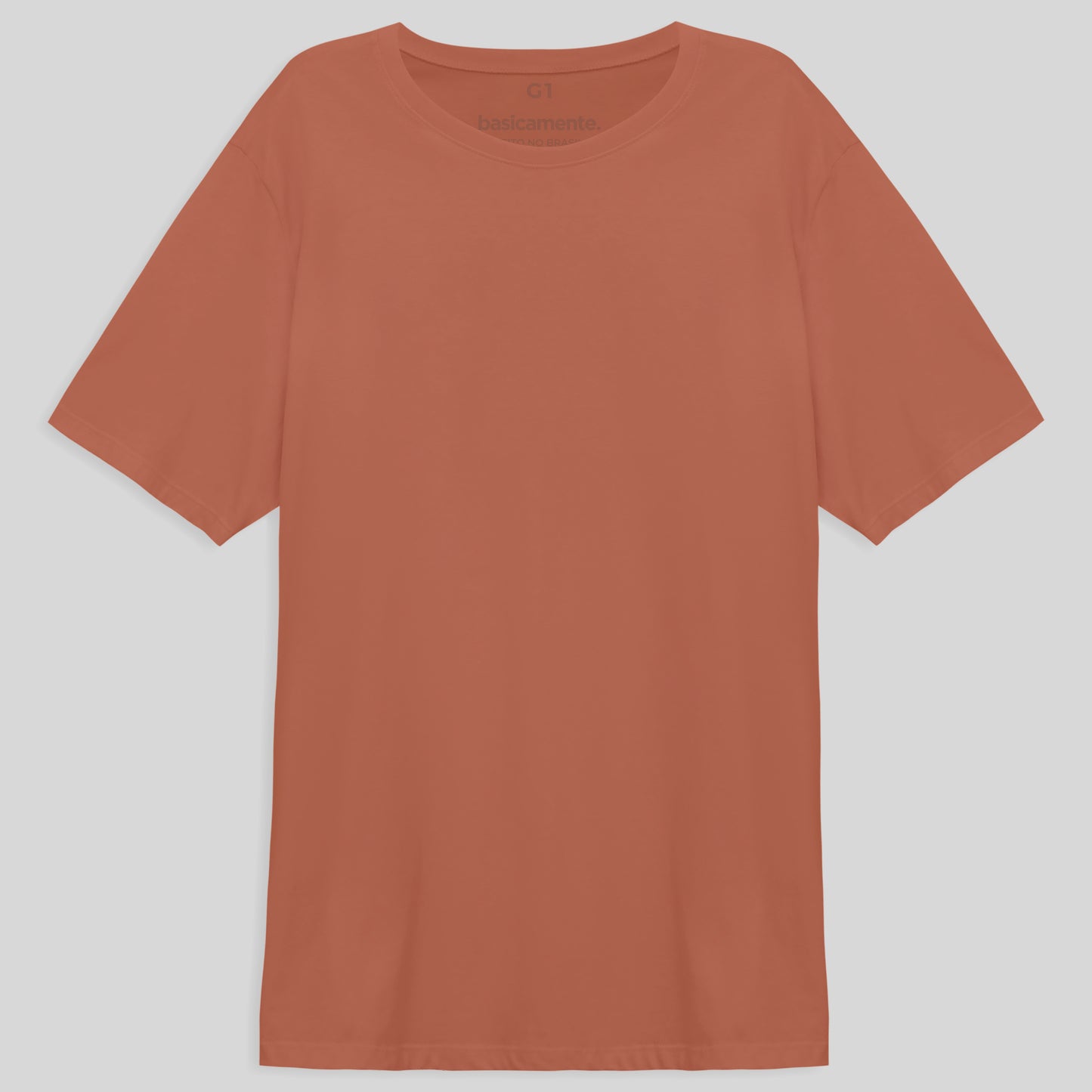 Camiseta Básica Plus Masculina - Marrom Telha