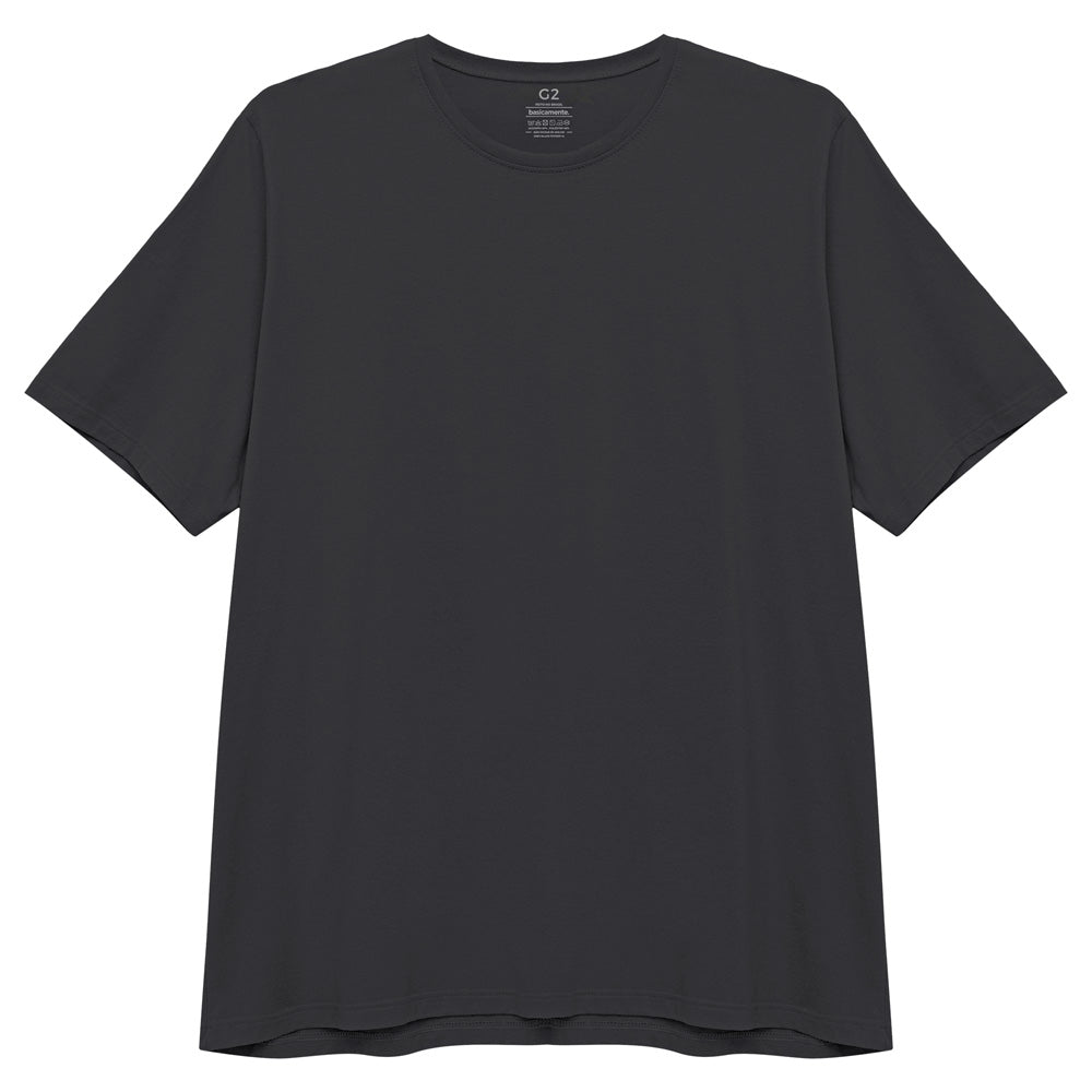 Camiseta Básica Plus Masculina - Cinza Ardósia