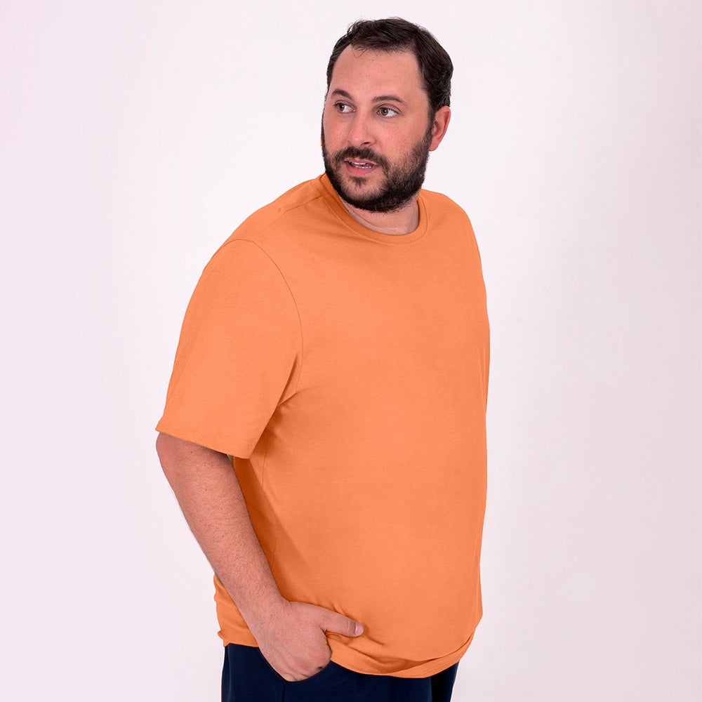 Camiseta Básica Plus Masculina - Amarelo Mostarda