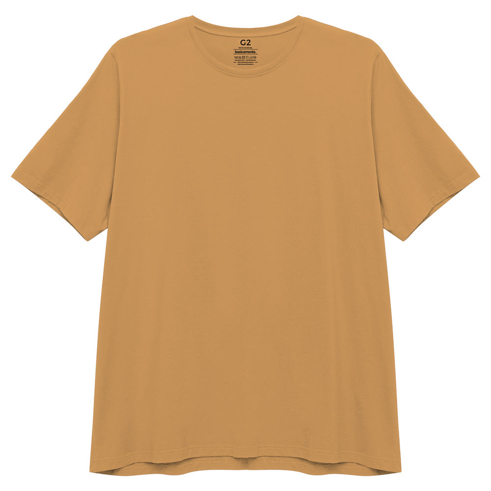 Camiseta Básica Plus Masculina - Amarelo Mostarda