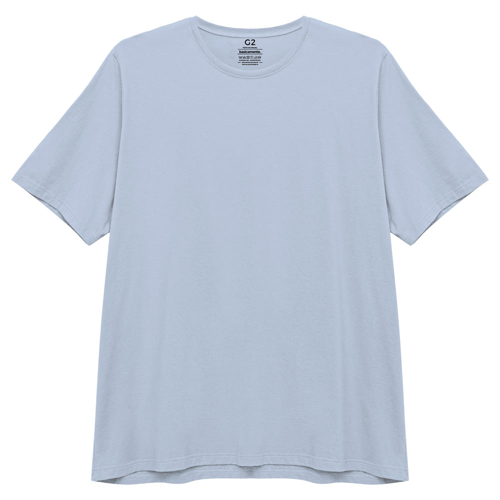 Camiseta Básica Plus Masculina - Azul Capri