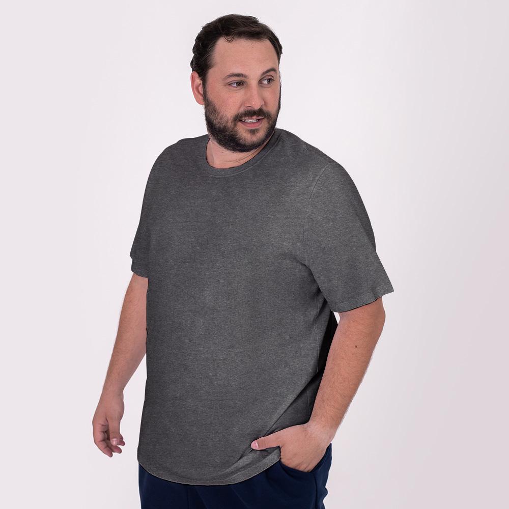 Camiseta Básica Plus Masculina - Mescla Escuro