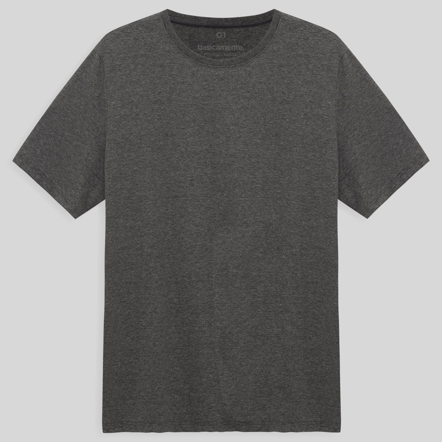 Camiseta Básica Plus Masculina - Mescla Escuro