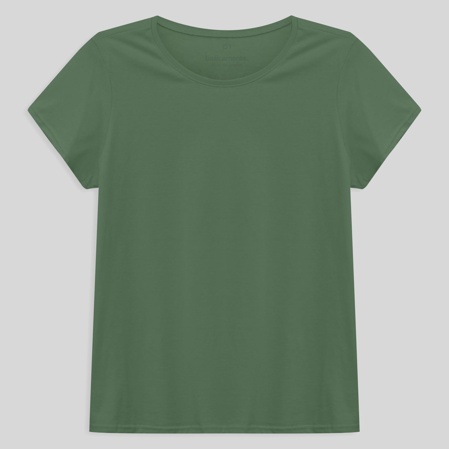 Camiseta Babylook Algodão Premium Plus Feminina - Verde Oliva