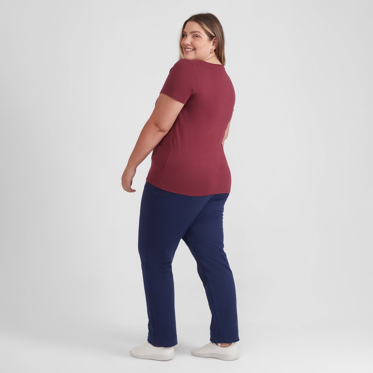 Camiseta Babylook Algodão Premium Plus Feminina - Vermelho Vinho