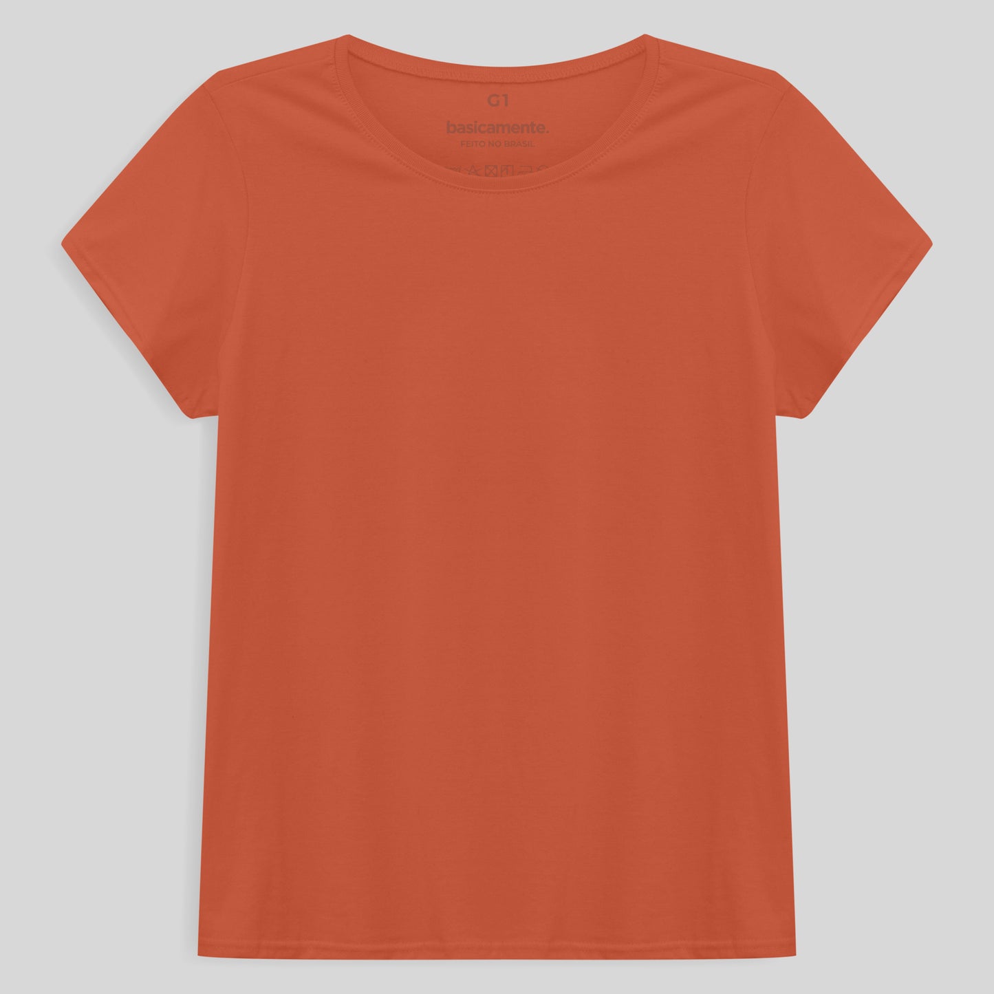 Camiseta Babylook Algodão Premium Plus Feminina - Laranja Coral
