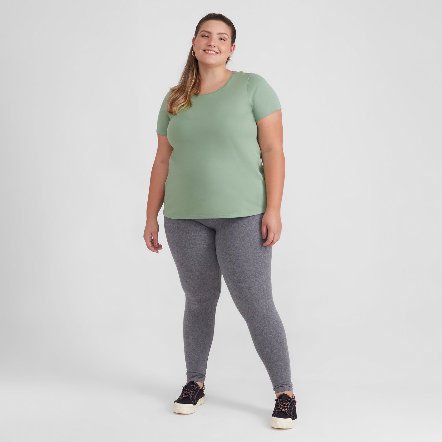 Camiseta Babylook Algodão Premium Plus Feminina - Verde Jade