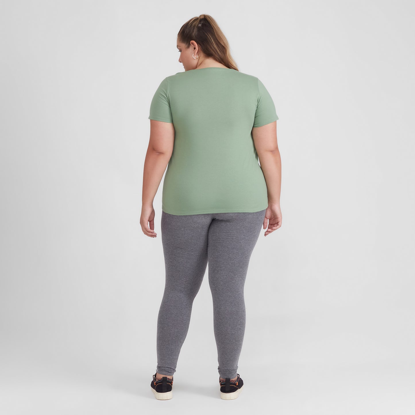 Camiseta Babylook Algodão Premium Plus Feminina - Verde Jade