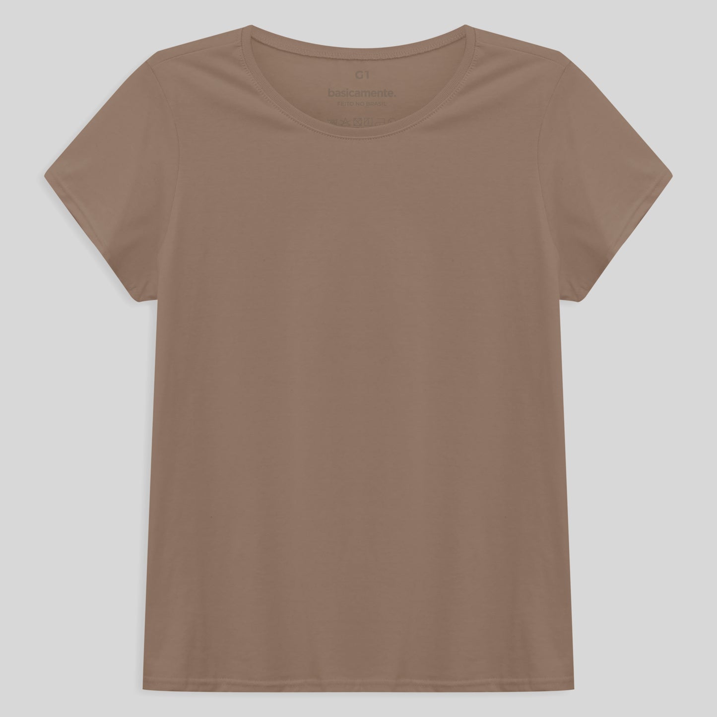 Camiseta Babylook Algodão Premium Plus Feminina - Bege Claro
