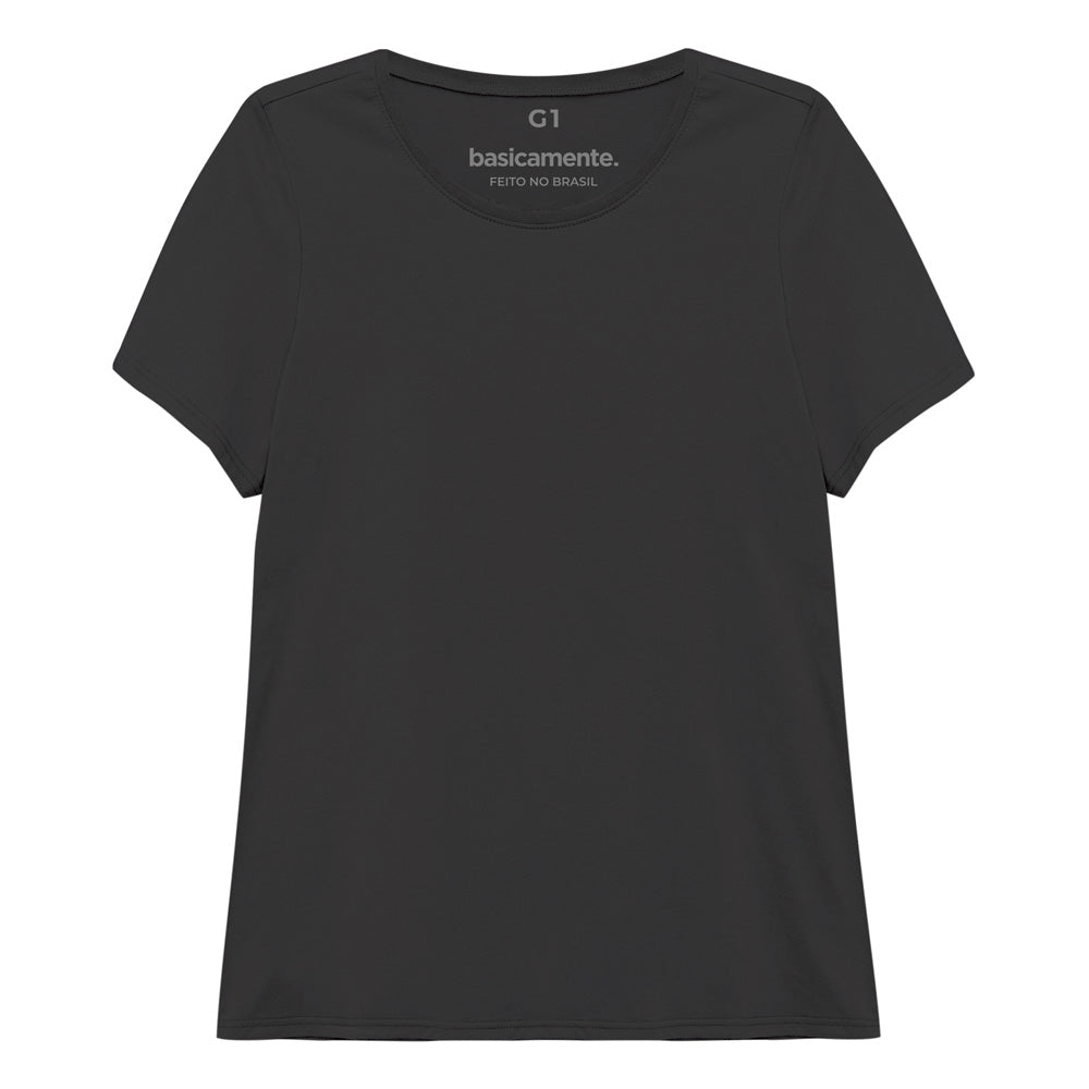 Camiseta Babylook Algodão Premium Plus Feminina - Chumbo