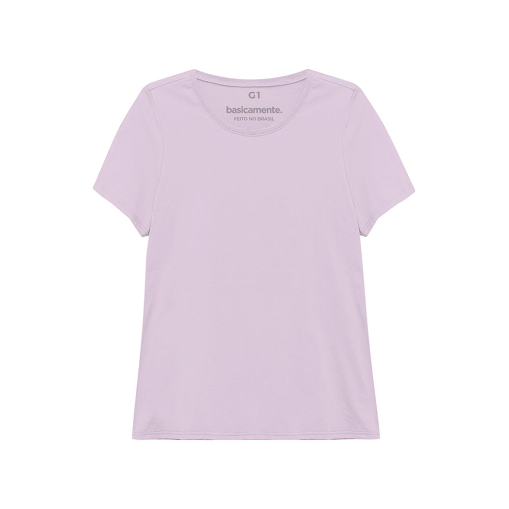 Camiseta Babylook Algodão Premium Plus Feminina - Lilás Lavanda