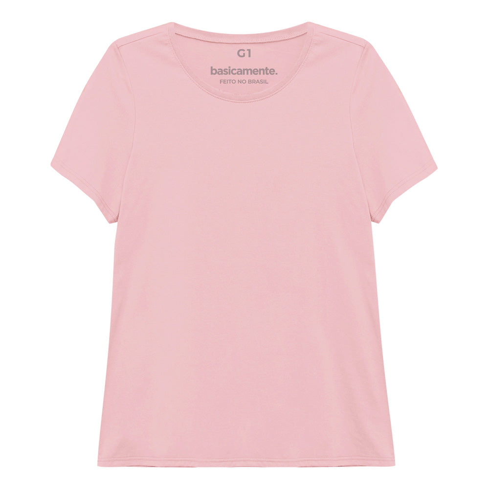 Camiseta Babylook Algodão Premium Plus Feminina - Rosa Orquídea