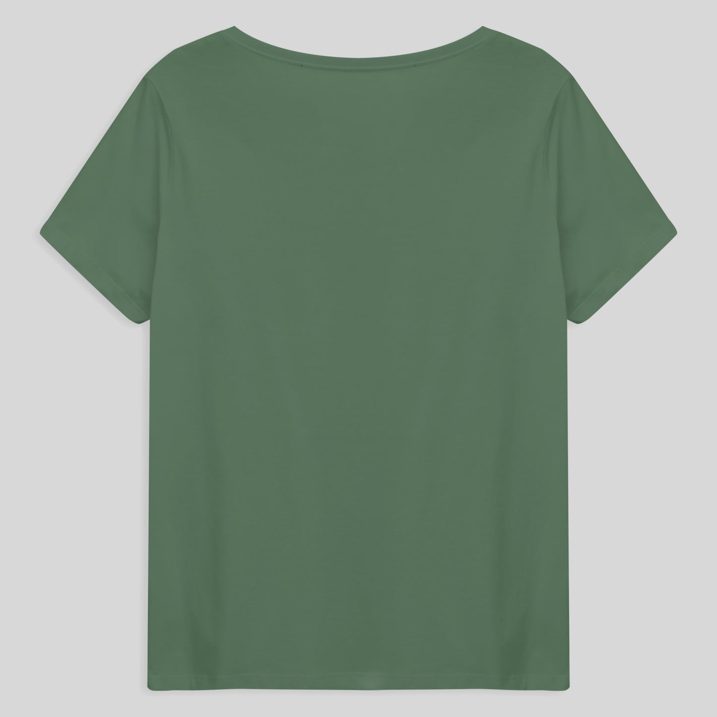 Camiseta Babylook Algodão Premium Gola V Plus Feminina - Verde Oliva