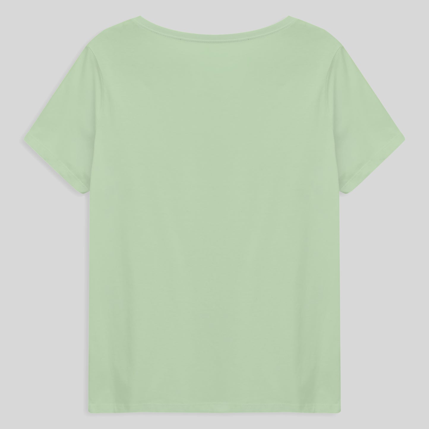 Camiseta Babylook Algodão Premium Gola V Plus Feminina - Verde Menta