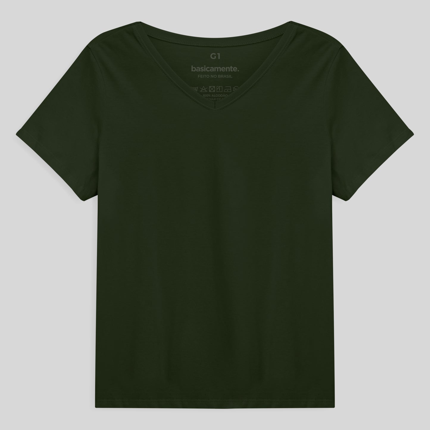 Camiseta Babylook Algodão Premium Gola V Plus Feminina - Verde Selva