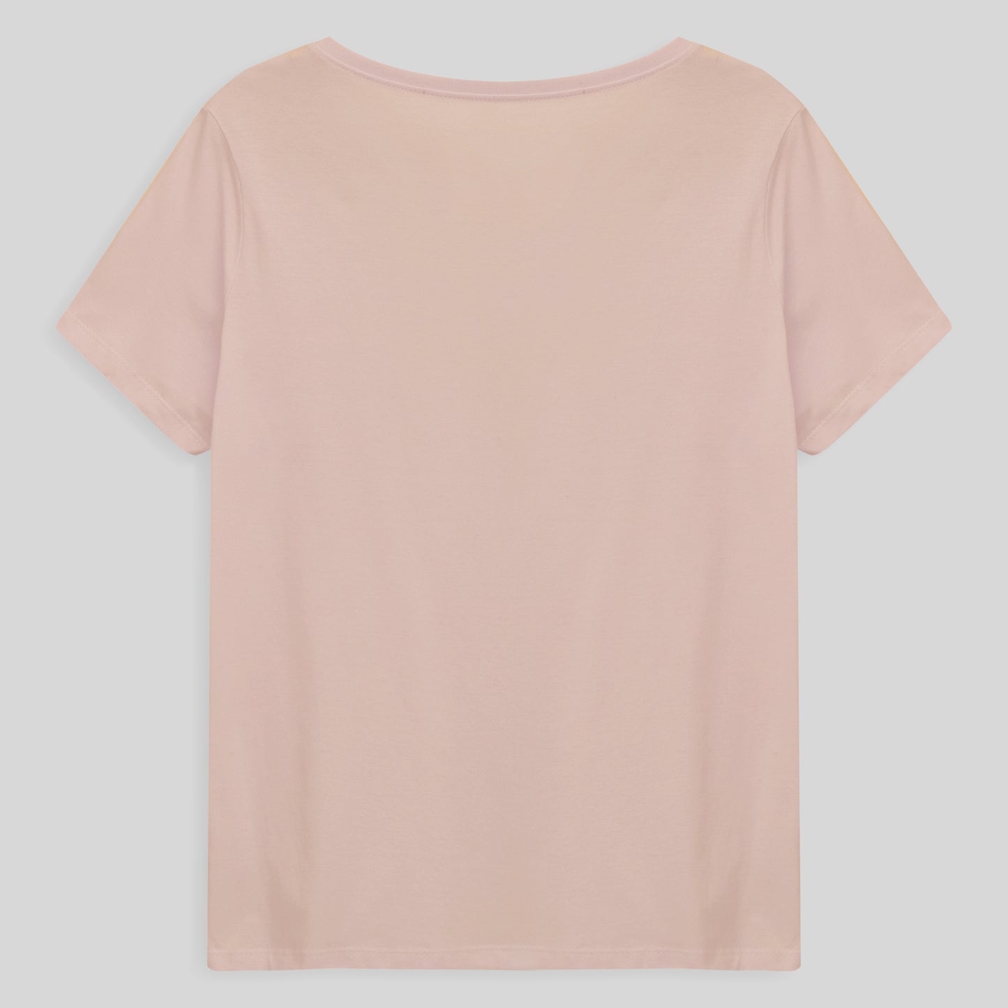 Camiseta Babylook Algodão Premium Gola V Plus Feminina - Rosa Pastel