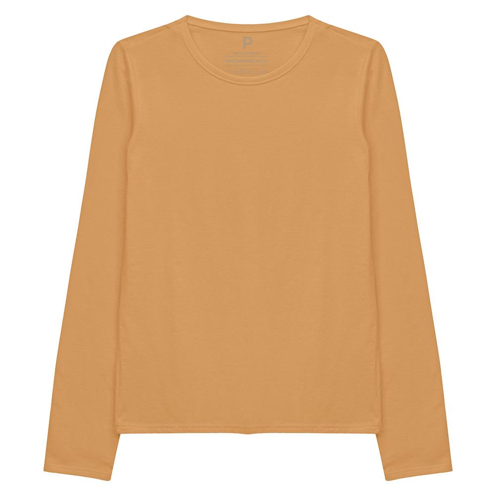 Camiseta Slim Manga Longa Feminina - Amarelo Mostarda