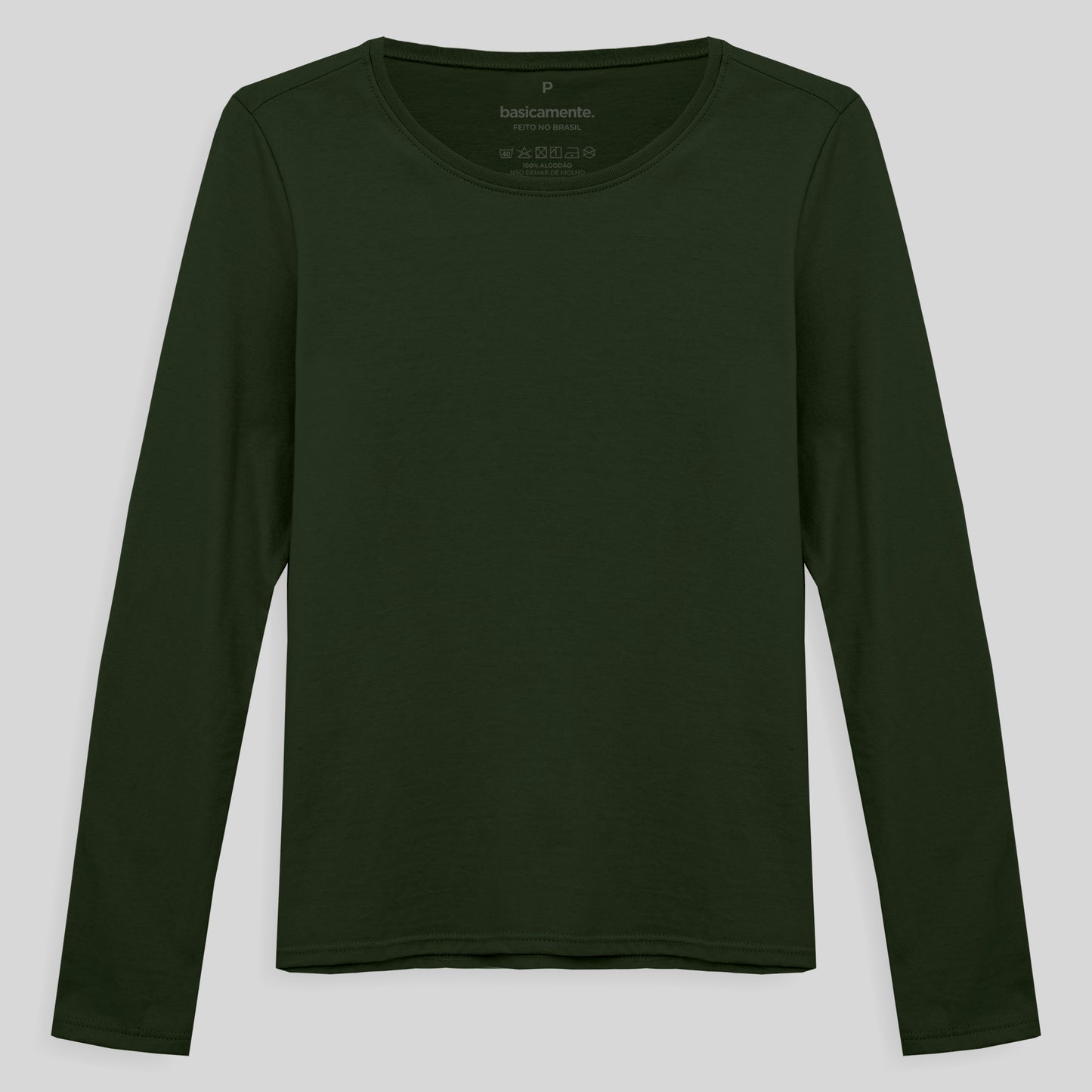 Camiseta Slim Manga Longa Feminina - Verde Selva