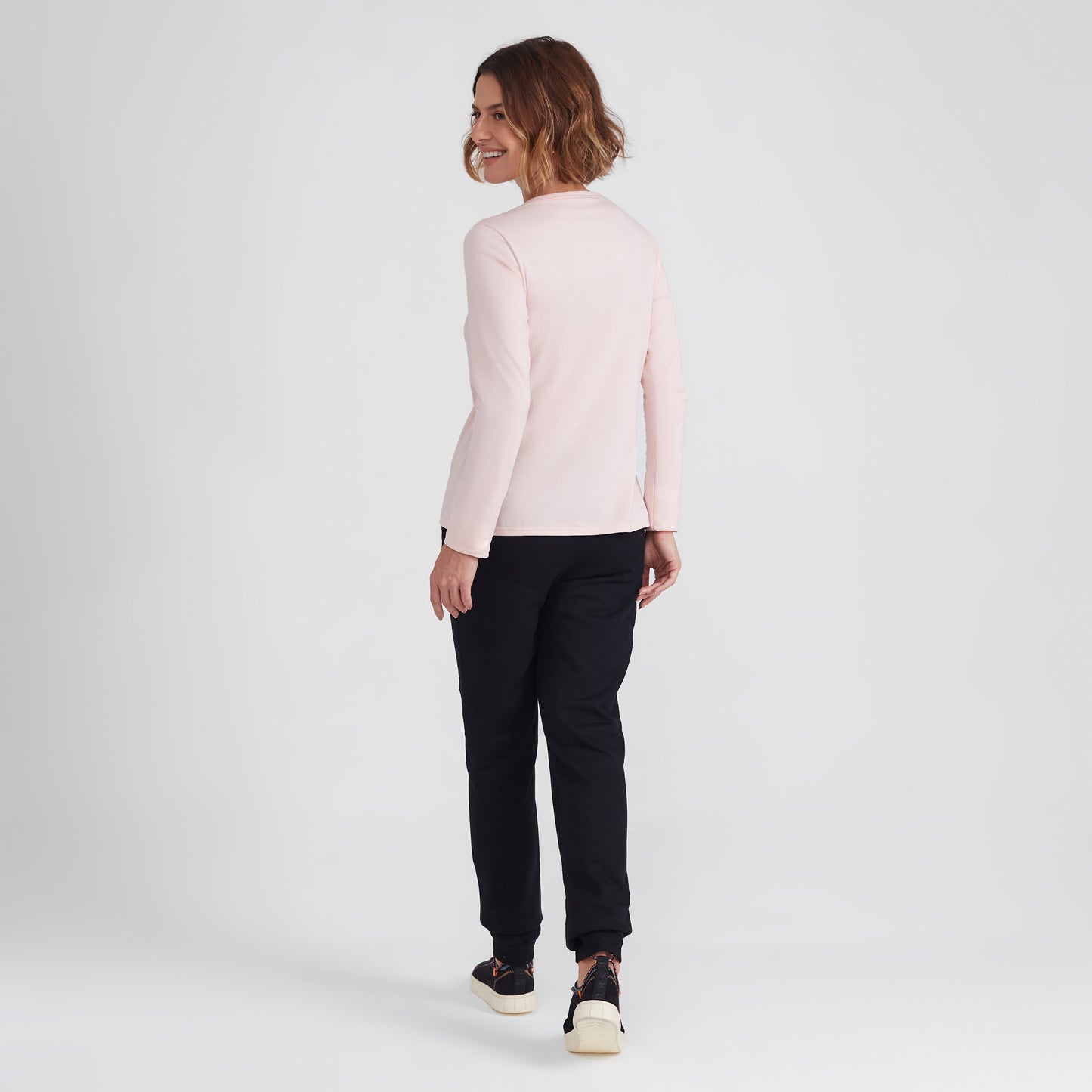 Camiseta Slim Manga Longa Feminina - Rosa Pastel