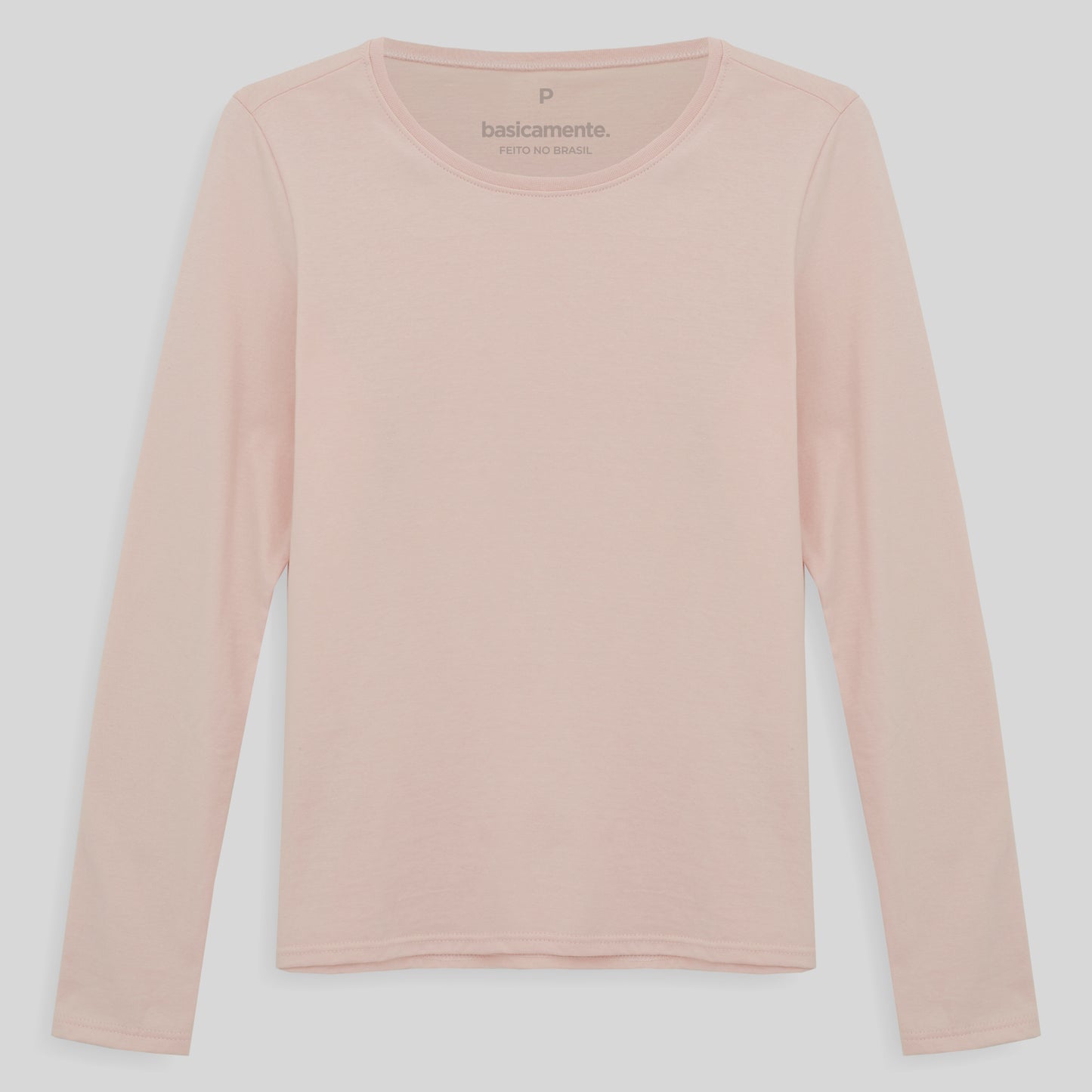 Camiseta Slim Manga Longa Feminina - Rosa Pastel