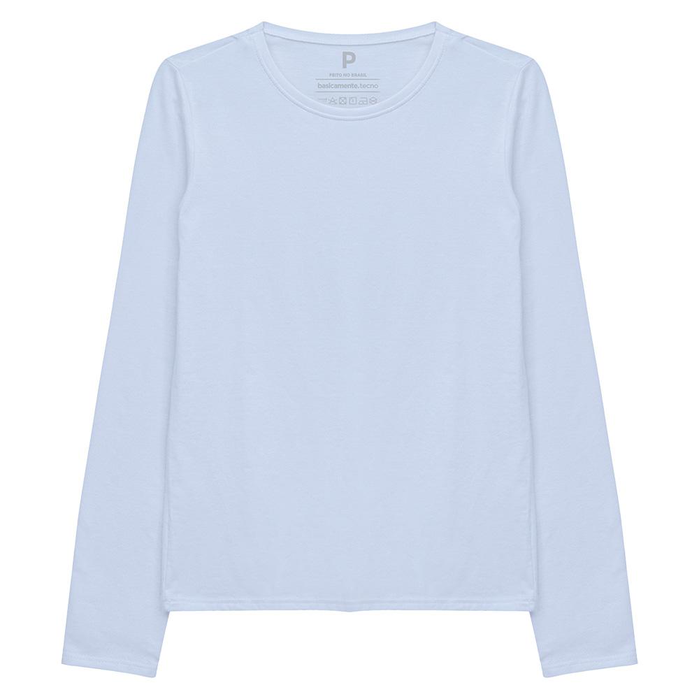 Camiseta Slim Manga Longa Feminina - Azul Capri