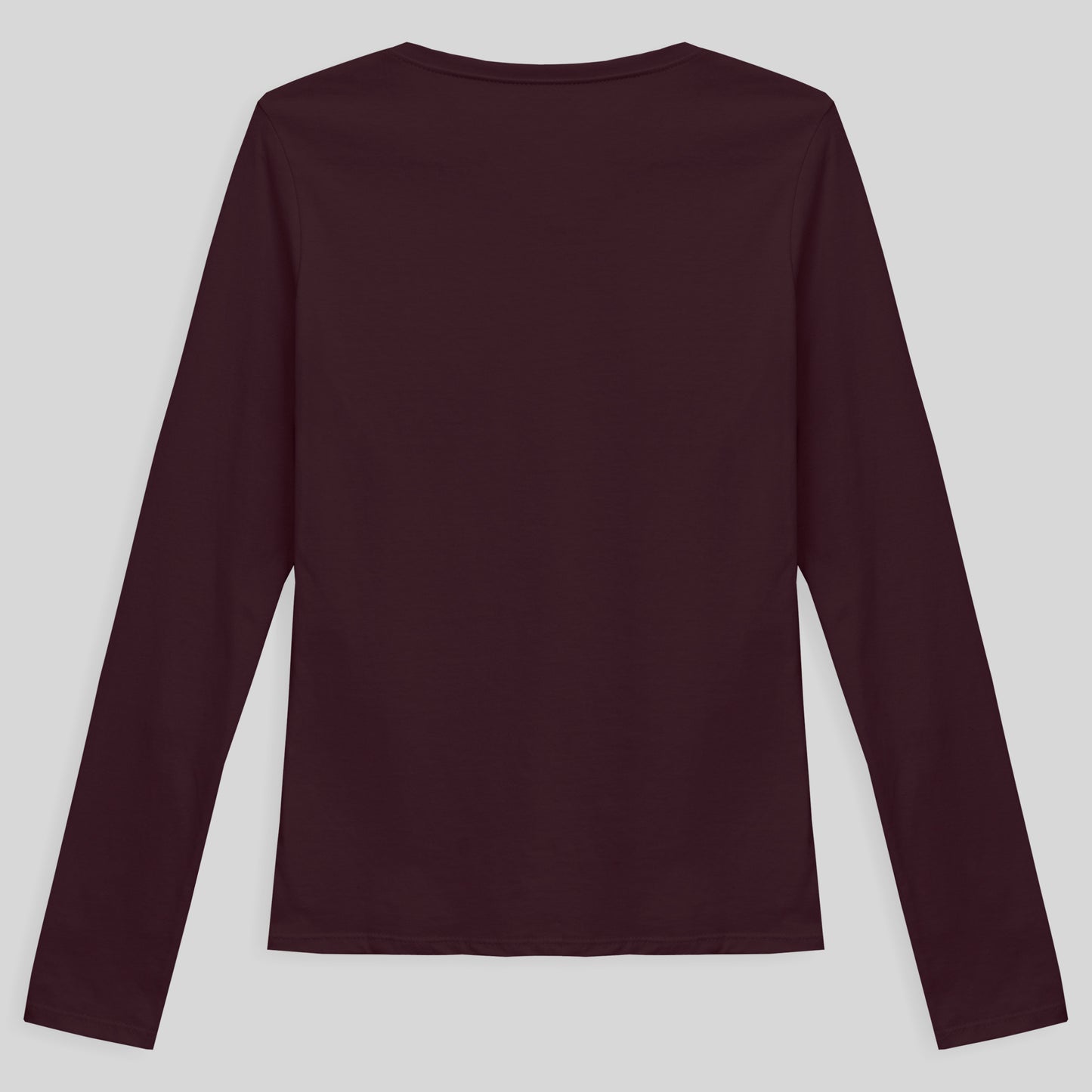 Camiseta Babylook Algodão Premium Manga Longa Gola V Feminina - Vermelho Vinho