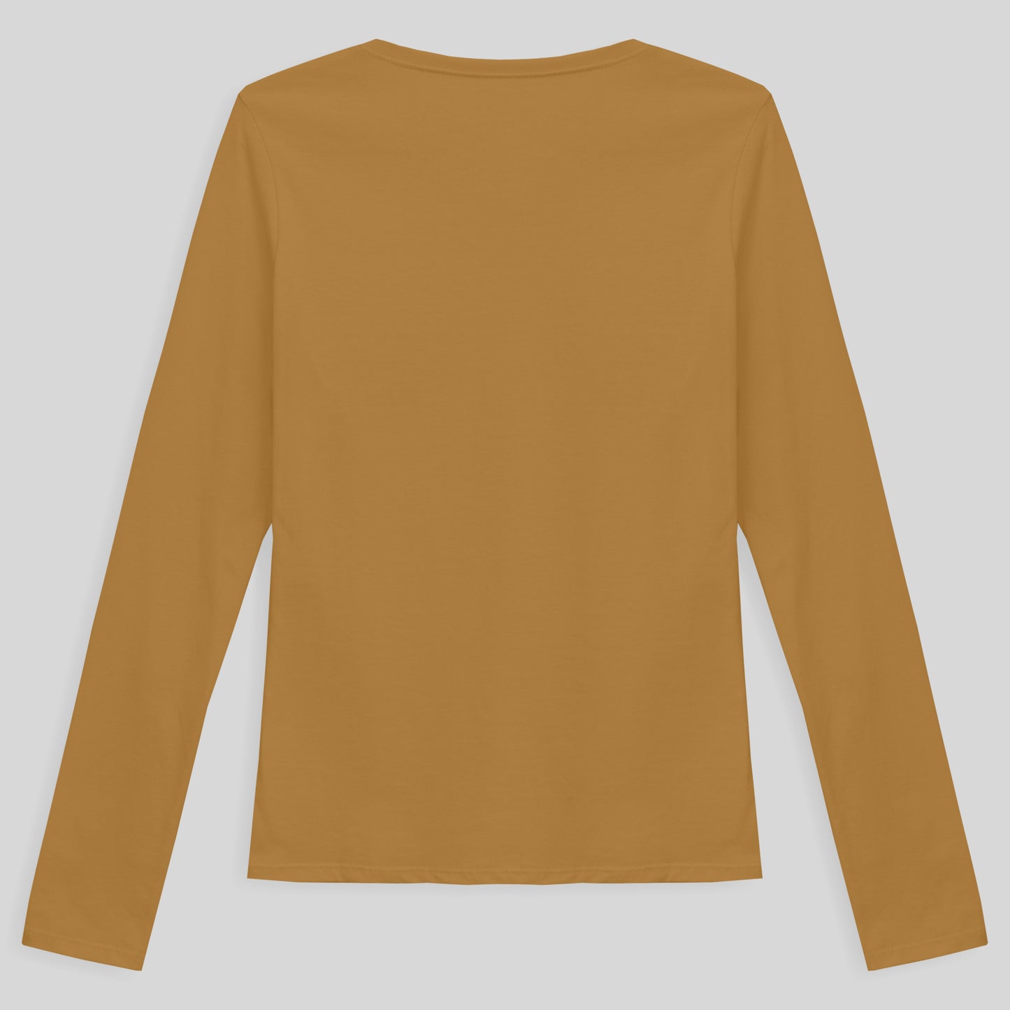 Camiseta Babylook Algodão Premium Manga Longa Gola V Feminina - Ocre