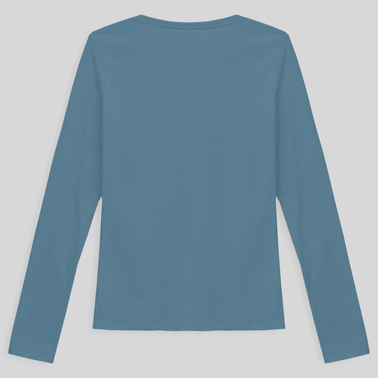 Camiseta Babylook Algodão Premium Manga Longa Gola V Feminina - Azul Celeste