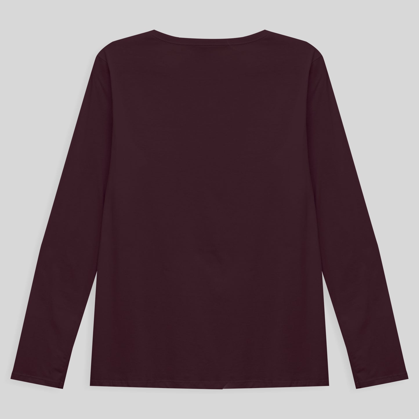 Camiseta Babylook Algodão Premium Manga Longa Gola C Plus Feminina - Vermelho Vinho
