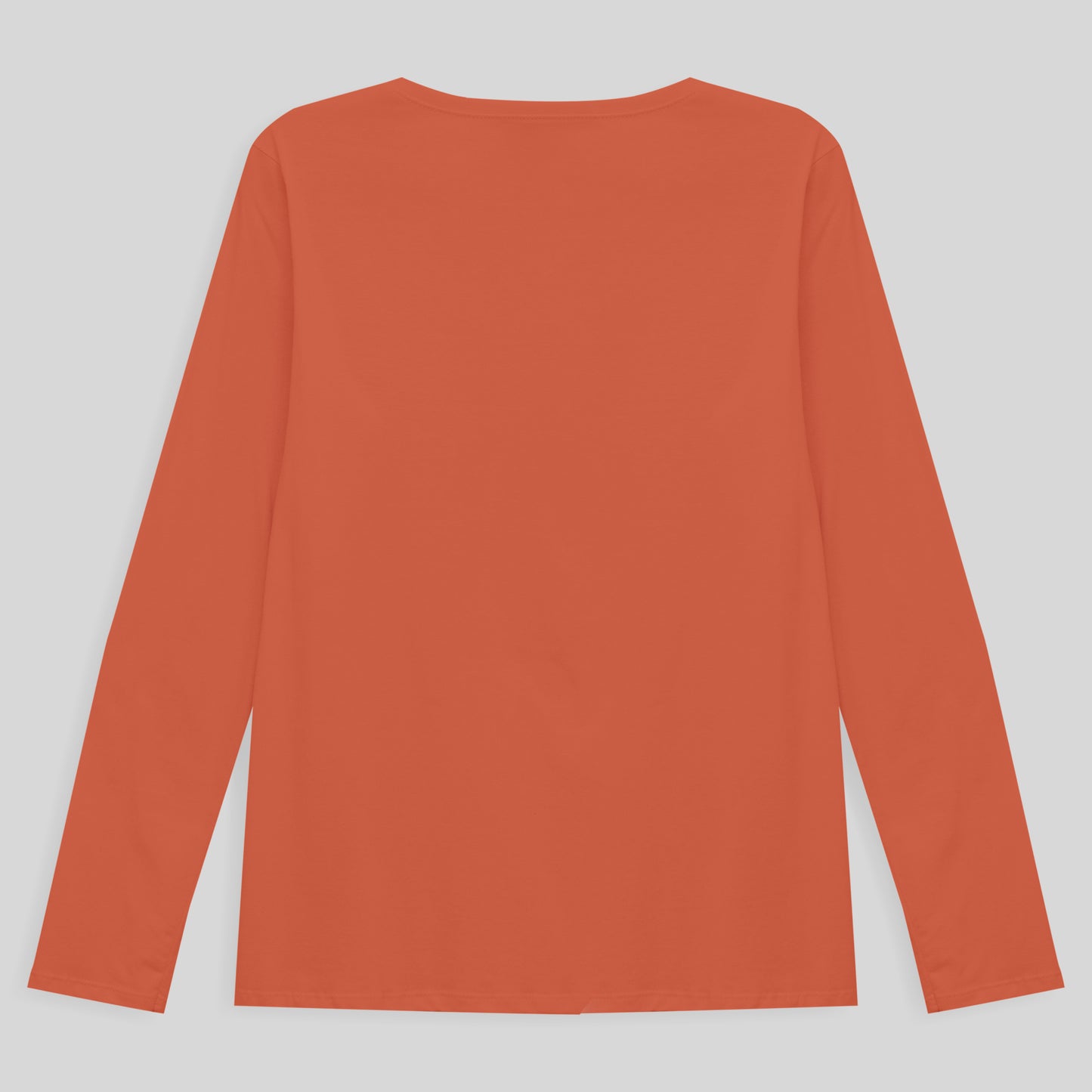 Camiseta Babylook Algodão Premium Manga Longa Gola C Plus Feminina - Laranja Coral