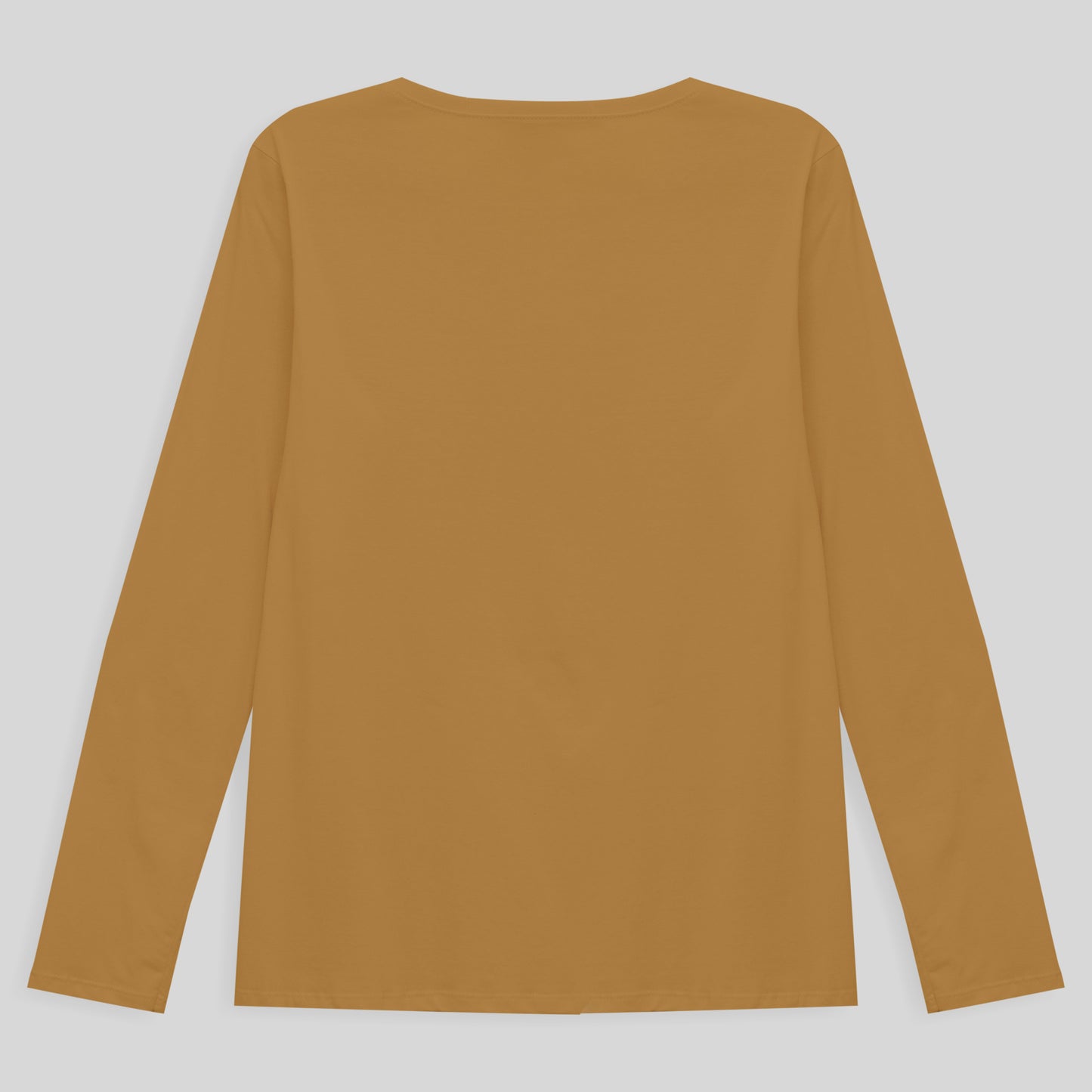 Camiseta Babylook Algodão Premium Manga Longa Gola C Plus Feminina - Ocre