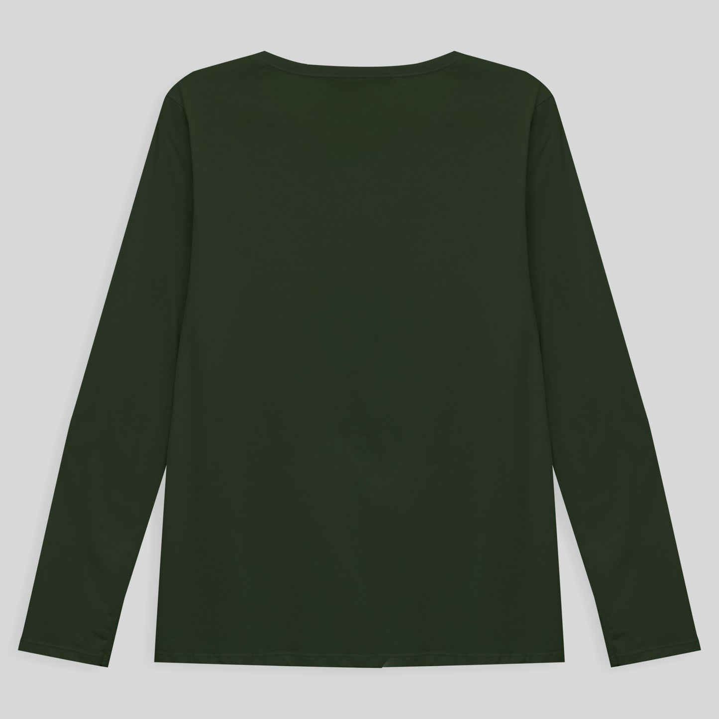Camiseta Babylook Algodão Premium Manga Longa Gola C Plus Feminina - Verde Selva