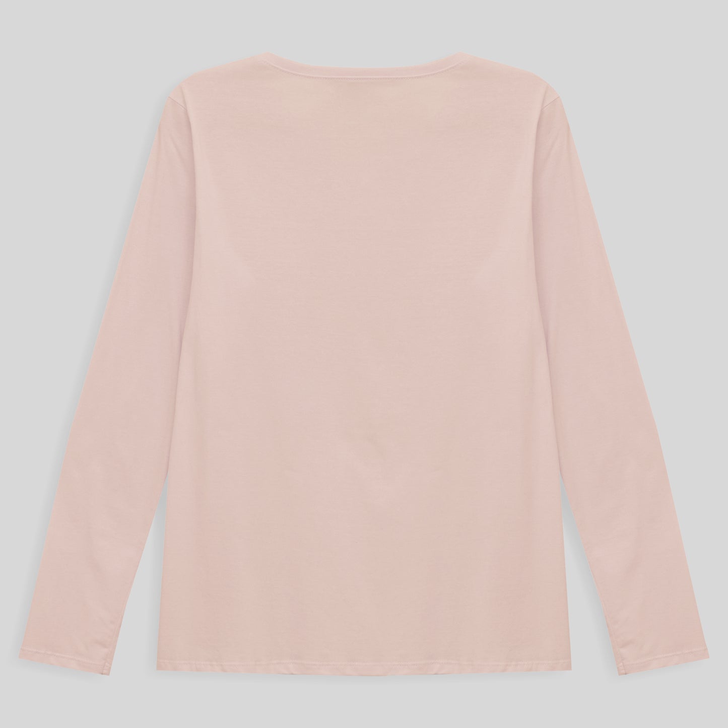 Camiseta Babylook Algodão Premium Manga Longa Gola C Plus Feminina - Rosa Pastel
