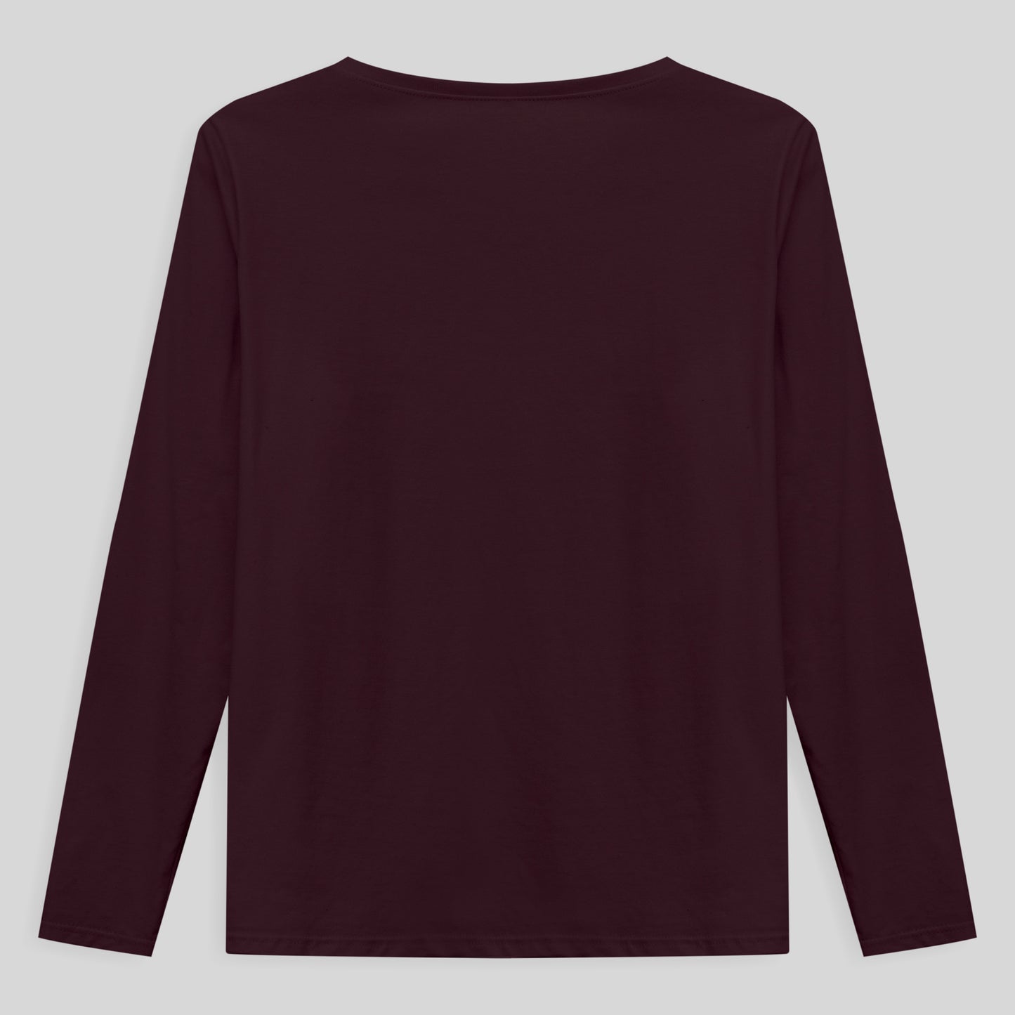 Camiseta Slim Gola V Manga Longa Plus Feminina - Vermelho Vinho