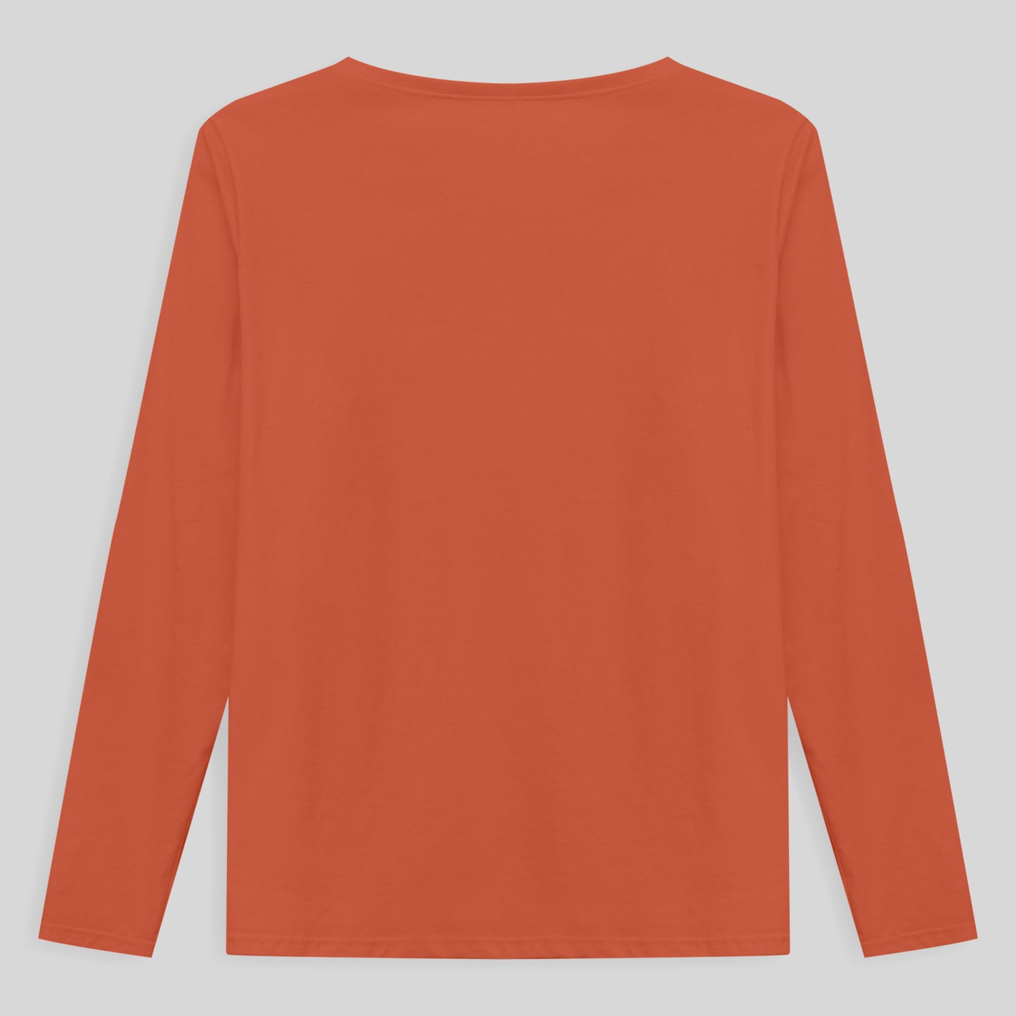 Camiseta Slim Gola V Manga Longa Plus Feminina - Laranja Coral