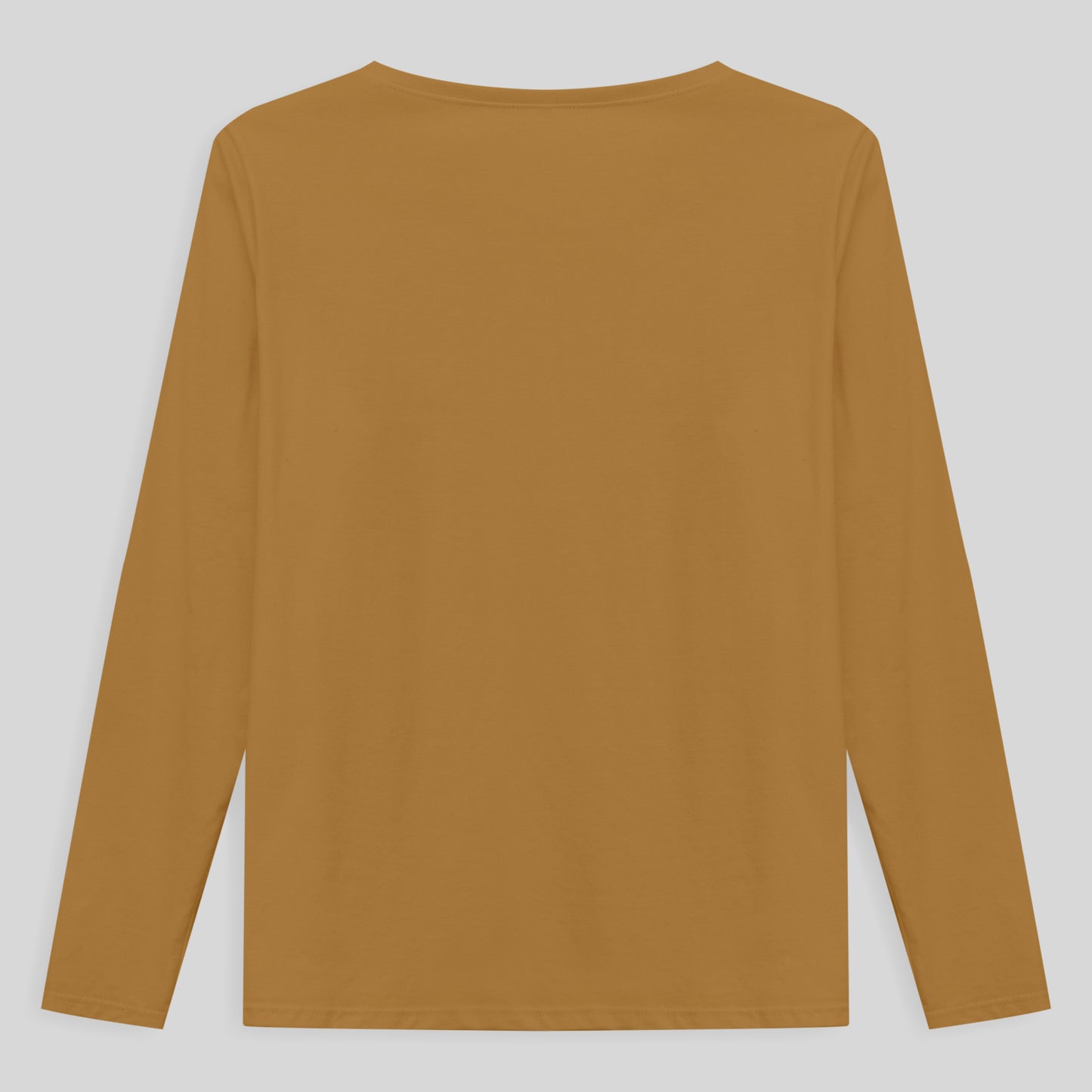 Camiseta Slim Gola V Manga Longa Plus Feminina - Ocre