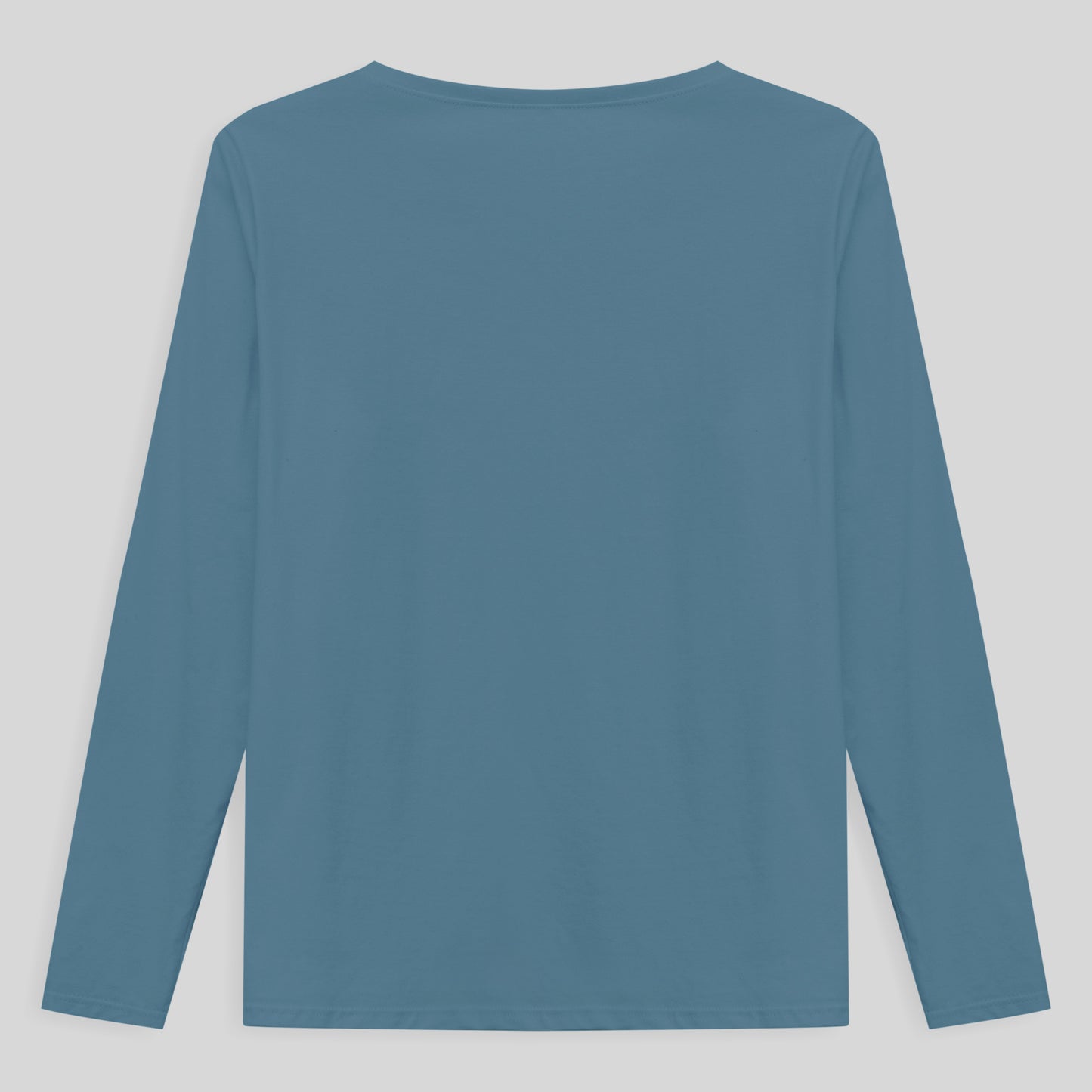 Camiseta Slim Gola V Manga Longa Plus Feminina - Azul Celeste