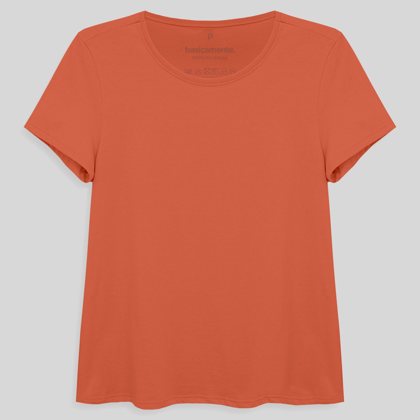 Camiseta Básica Feminina - Laranja Coral