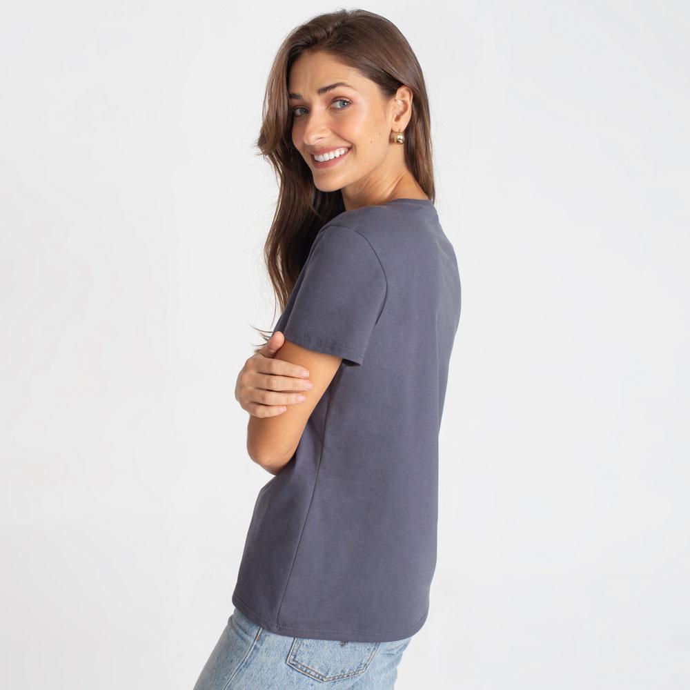 Camiseta Básica Feminina - Chumbo