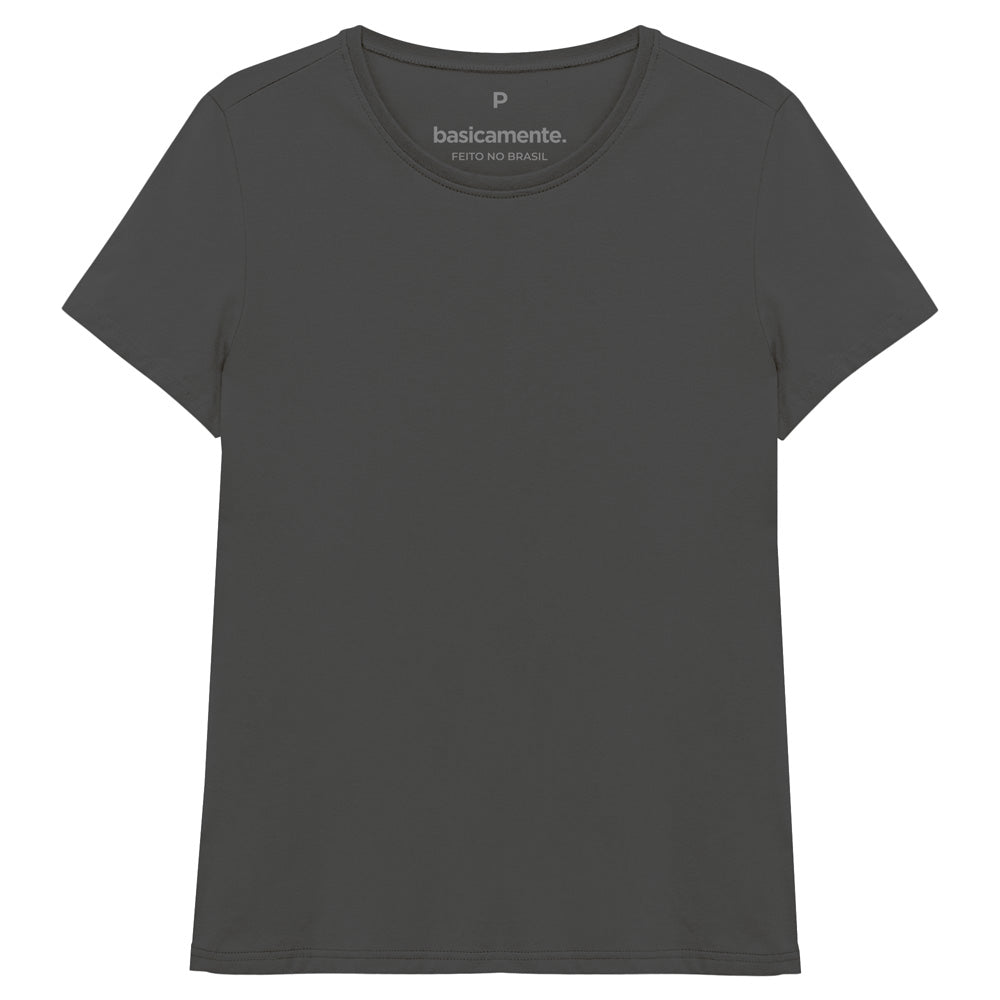 Camiseta Básica Feminina - Chumbo