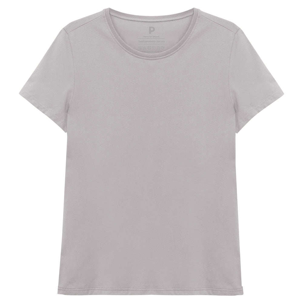 Camiseta Básica Feminina - Cinza Areia