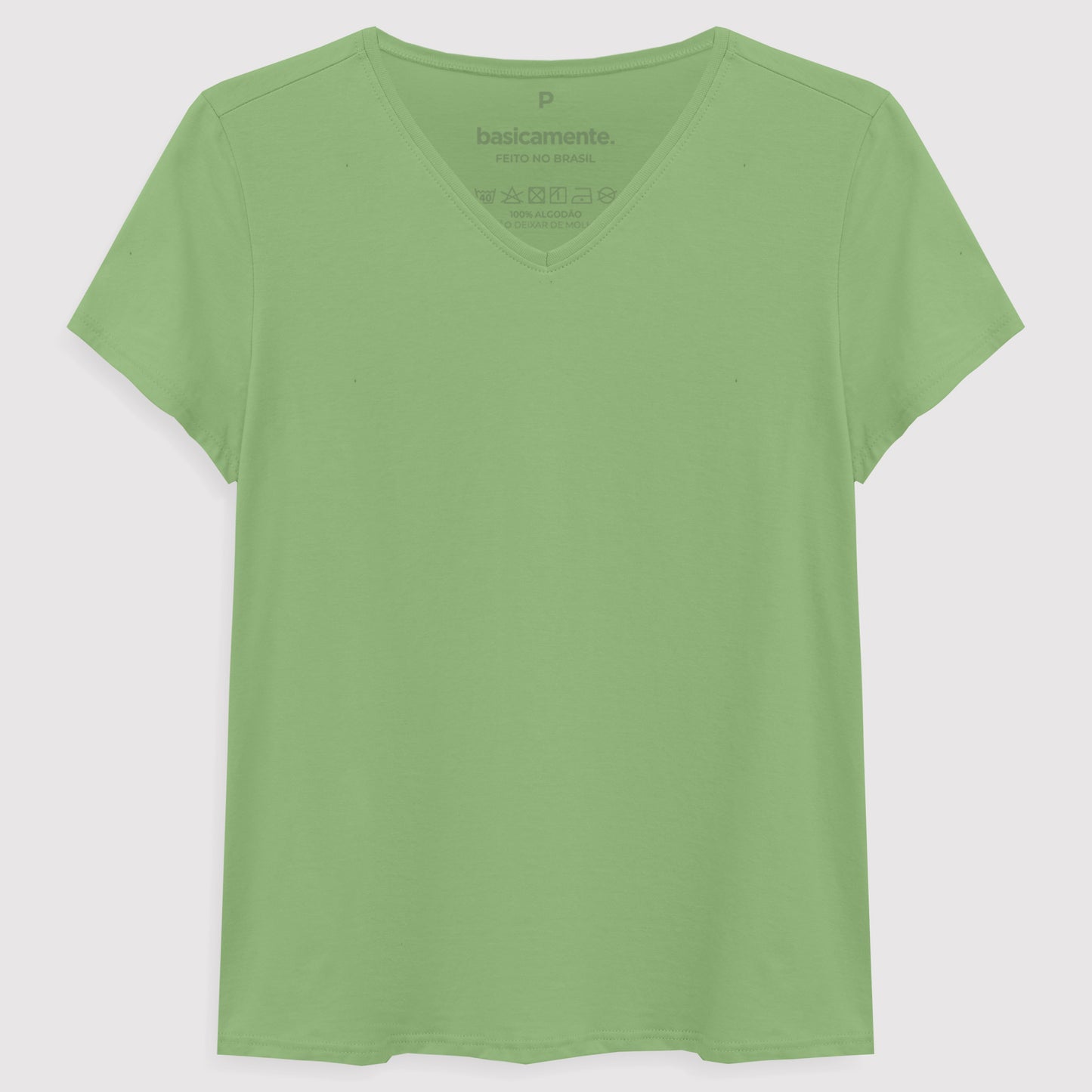 Camiseta Básica Gola V Feminina - Verde Jade